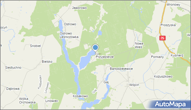 mapa Przyjezierze, Przyjezierze gmina Jeziora Wielkie na mapie Targeo